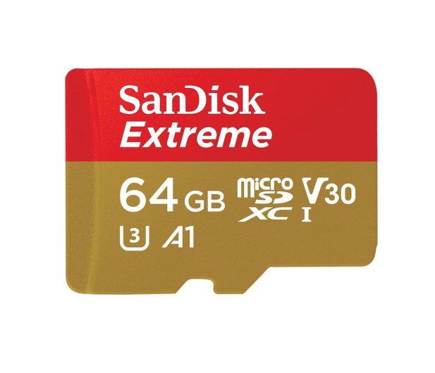 Sandisk 64GB microSDXC Extreme 100MB/s A1 C10 V30 UHS-I U3 - 367633 - zdjęcie